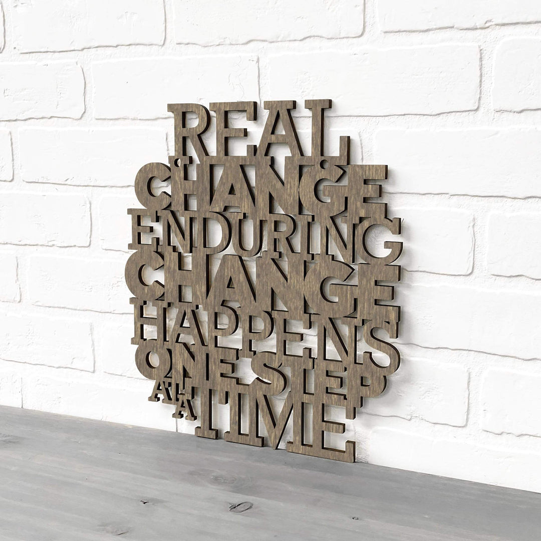 Spunky Fluff Proudly Handmade in South Dakota, USA Medium / Weathered Brown Real Change Happens One Step At A Time-RBG