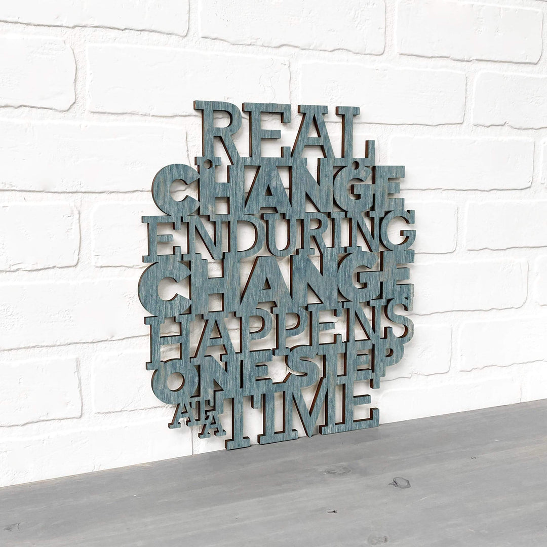 Spunky Fluff Proudly Handmade in South Dakota, USA Medium / Weathered Denim Real Change Happens One Step At A Time-RBG