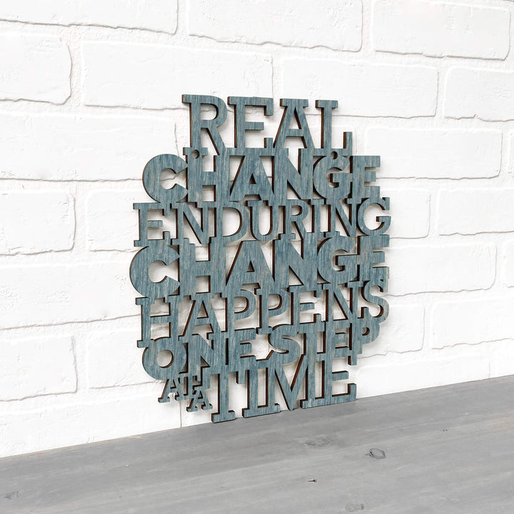 Spunky Fluff Proudly Handmade in South Dakota, USA Medium / Weathered Denim Real Change Happens One Step At A Time-RBG