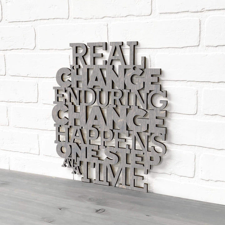 Spunky Fluff Proudly Handmade in South Dakota, USA Medium / Weathered Gray Real Change Happens One Step At A Time-RBG