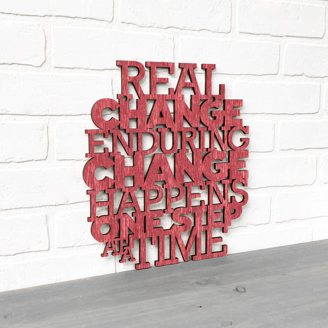 Spunky Fluff Proudly Handmade in South Dakota, USA Medium / Weathered Red Real Change Happens One Step At A Time-RBG