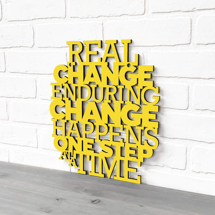 Spunky Fluff Proudly Handmade in South Dakota, USA Medium / Yellow Real Change Happens One Step At A Time-RBG