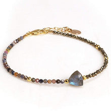 Load image into Gallery viewer, Mickey Lynn Proudly Handmade in Georgia, USA Ruby Sapphire Pyrite Arrow Bracelet
