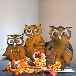 Prairie Dance Proudly Handmade in South Dakota, USA "Screech" Owl – Decorative Fall Table Sculpture
