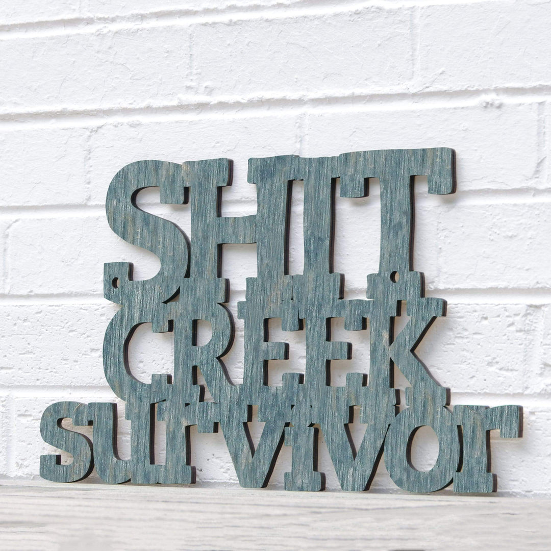Spunky Fluff Proudly Handmade in South Dakota, USA Small / Weathered Denim Shit Creek Survivor