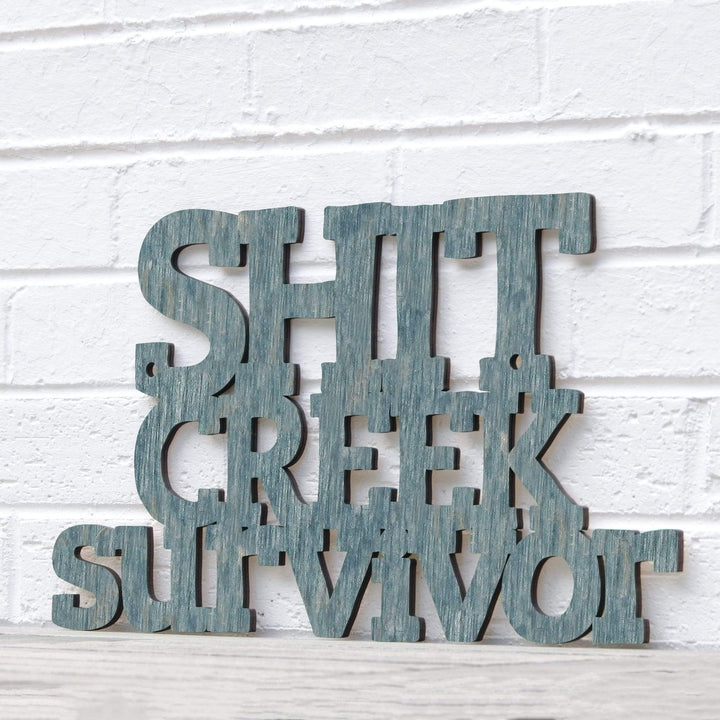 Spunky Fluff Proudly Handmade in South Dakota, USA Small / Weathered Denim Shit Creek Survivor