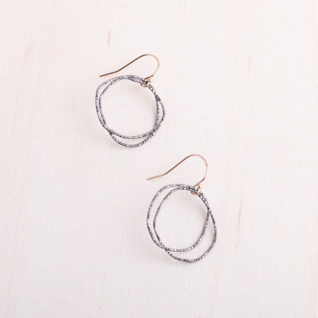 Black Silver Shimmer Organic Circle Earrings by Original Hardware, product view