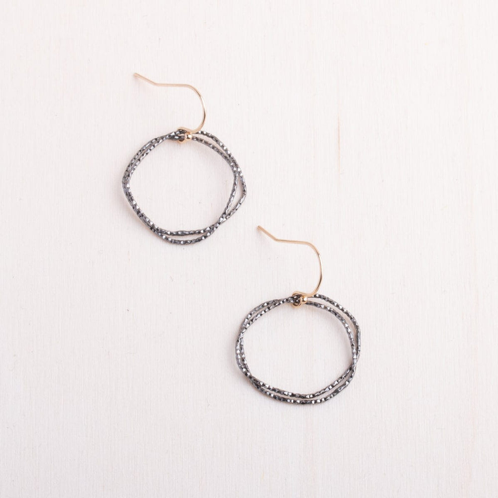 Black Silver Shimmer Organic Circle Earrings by Original Hardware, alternate view 1