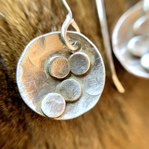 Joanna Craft Jewelry Proudly Handmade in California, USA Simple Disc & Dot Sterling Silver Earrings