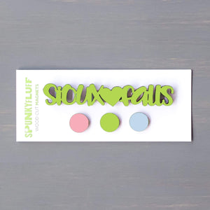 Spunky Fluff Proudly handmade in South Dakota, USA Pretty Pastels Sioux <3 Falls-Tiny Word Magnet Set