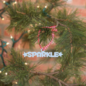 Spunky Fluff Proudly Handmade in South Dakota, USA Ornament / Powder Sparkle Tiny Word Ornament