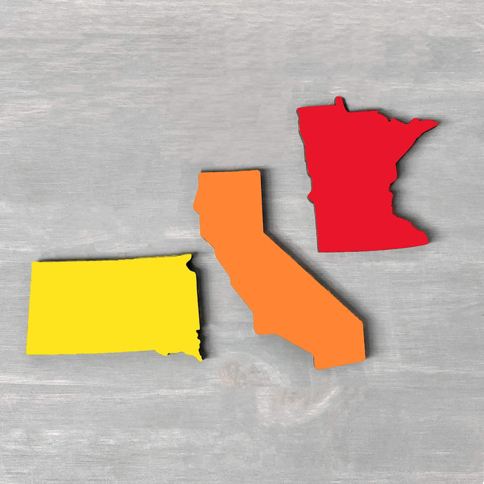Spunky Fluff Proudly handmade in South Dakota, USA Orange State Shape Pride Magnets