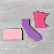 Load image into Gallery viewer, Spunky Fluff Proudly handmade in South Dakota, USA Purple State Shape Pride Magnets
