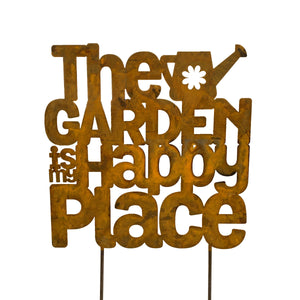 Prairie Dance Proudly Handmade in South Dakota, USA "The Garden is my Happy Place" - Garden Stake