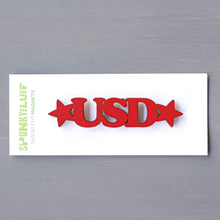 Load image into Gallery viewer, Spunky Fluff Proudly Handmade in South Dakota, USA Magnet / Red USD-Tiny Word Magnet
