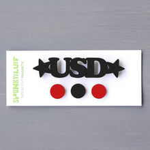 Load image into Gallery viewer, Spunky Fluff Proudly Handmade in South Dakota, USA Black USD-Tiny Word Magnet Set
