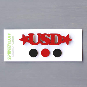 Spunky Fluff Proudly Handmade in South Dakota, USA Red USD-Tiny Word Magnet Set