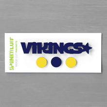 Load image into Gallery viewer, Spunky Fluff Proudly handmade in South Dakota, USA Navy &amp; Yellow Vikings-Tiny Word Magnet Set
