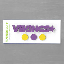 Load image into Gallery viewer, Spunky Fluff Proudly handmade in South Dakota, USA Purple &amp; Yellow Vikings-Tiny Word Magnet Set
