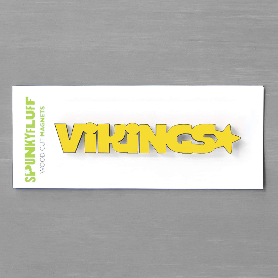Spunky Fluff Proudly handmade in South Dakota, USA Yellow Vikings-Tiny Word Magnet