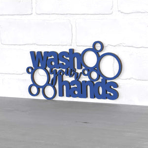 Spunky Fluff Proudly handmade in South Dakota, USA Small / Cobalt Blue "Wash Your Hands" Decorative Wall Sign