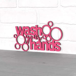 Spunky Fluff Proudly handmade in South Dakota, USA Small / Magenta "Wash Your Hands" Decorative Wall Sign