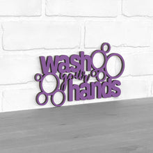 Load image into Gallery viewer, Spunky Fluff Proudly handmade in South Dakota, USA Small / Purple &quot;Wash Your Hands&quot; Decorative Wall Sign
