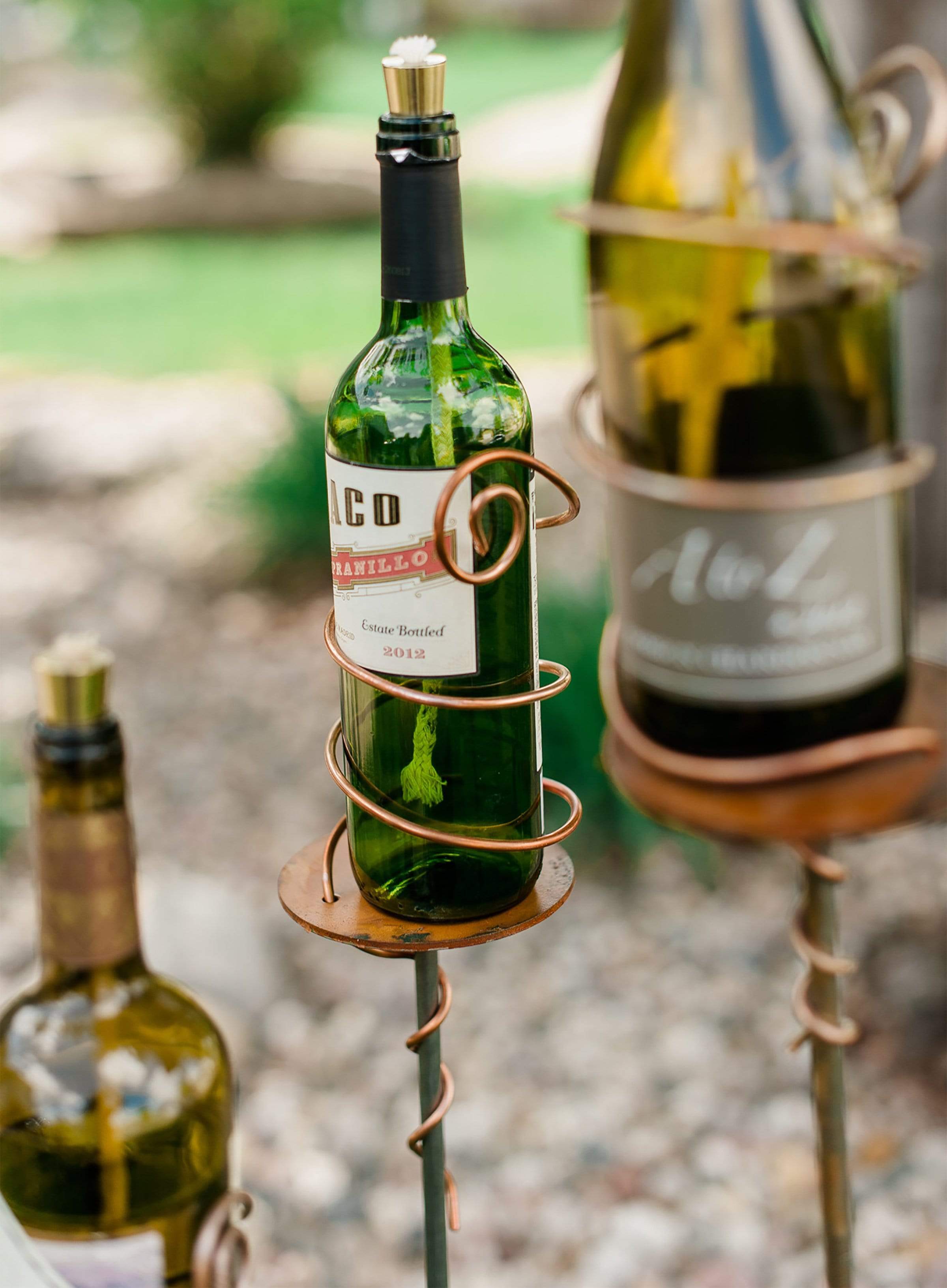 "Wine Bottle" Decorative Garden Stake Sticks and Steel