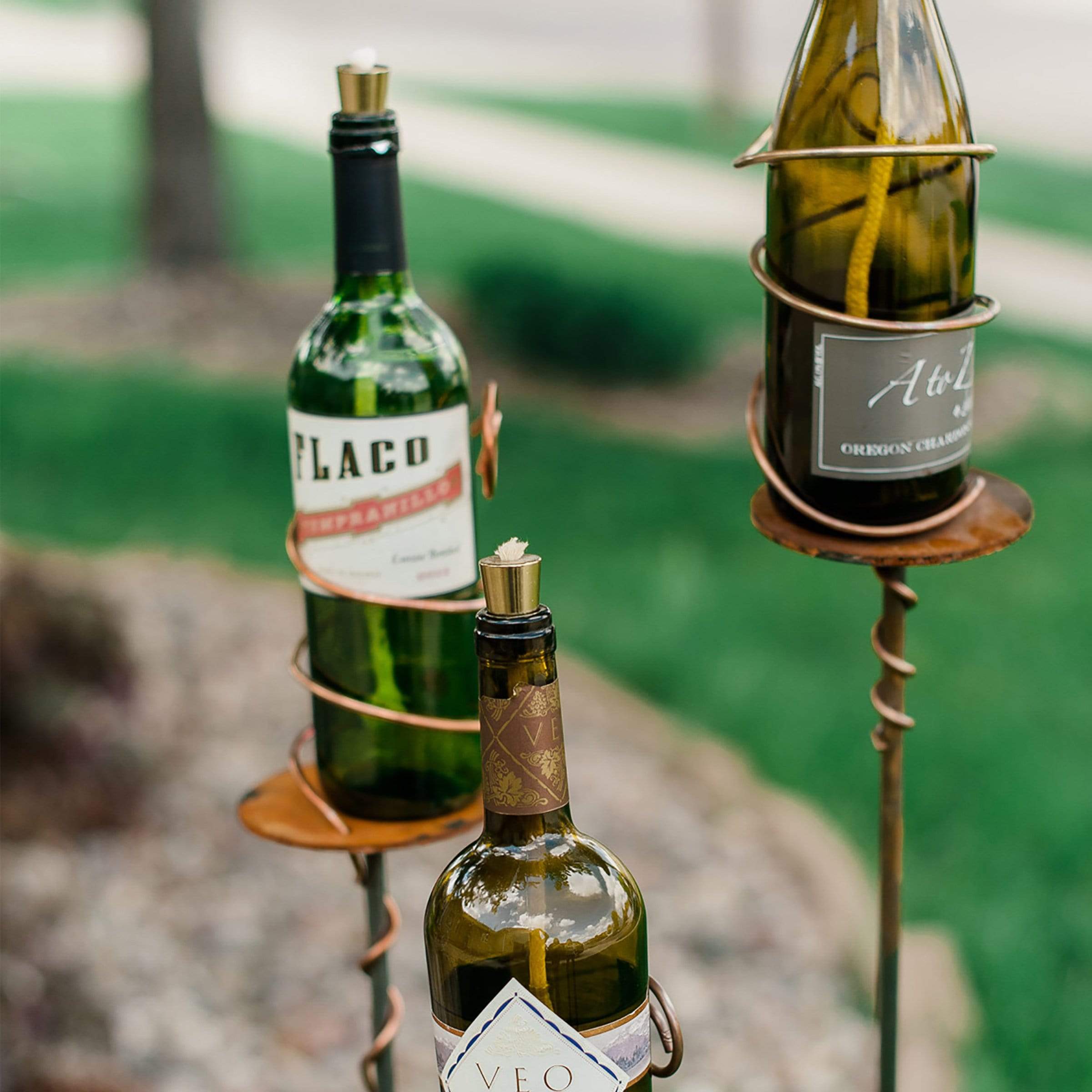 "Wine Bottle" Decorative Garden Stake Sticks and Steel