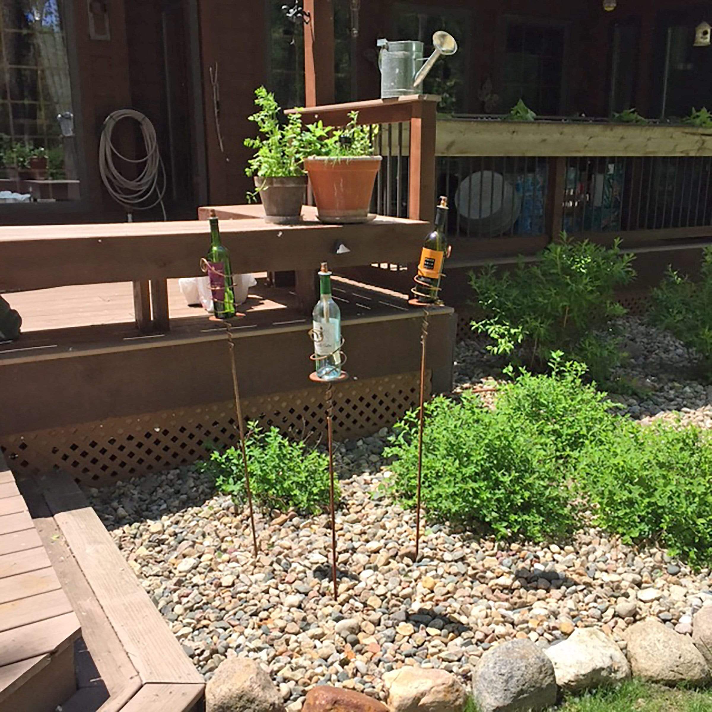 "Wine Bottle" Decorative Garden Stake Sticks and Steel