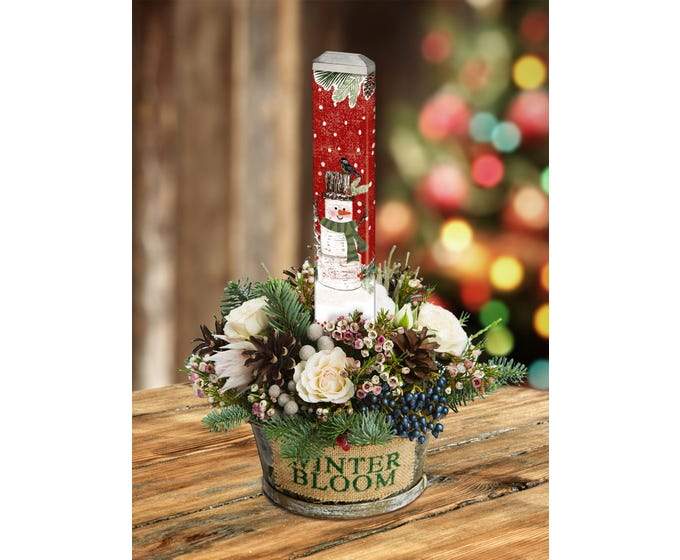 Studio M Proudly Handmade in Missouri, USA "Woodsy Snowman" -13" Mini Art Pole